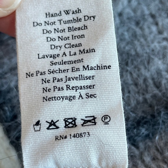 LoveShackFancy Evie Scarf Alpaca Merino Wool Pocket Chevron Knit Fringe - Picture 7 of 7